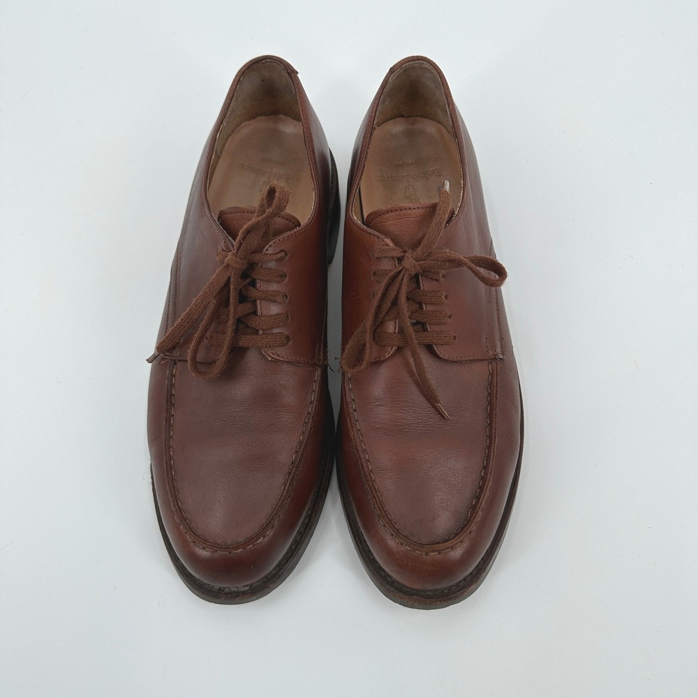 Polo Ralph Lauren Mens Brown Leather Moc Toe Derby Shoes Size 11 D Made in Italy - Picture 2 of 9